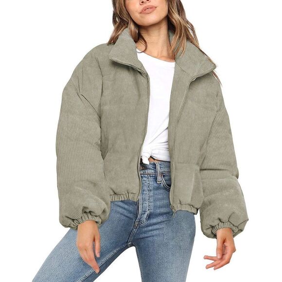 ETCYY Women's Causal Lightweight Quilted Jackets Long Sleeve Oversized Warm Win - Picture 15 of 15